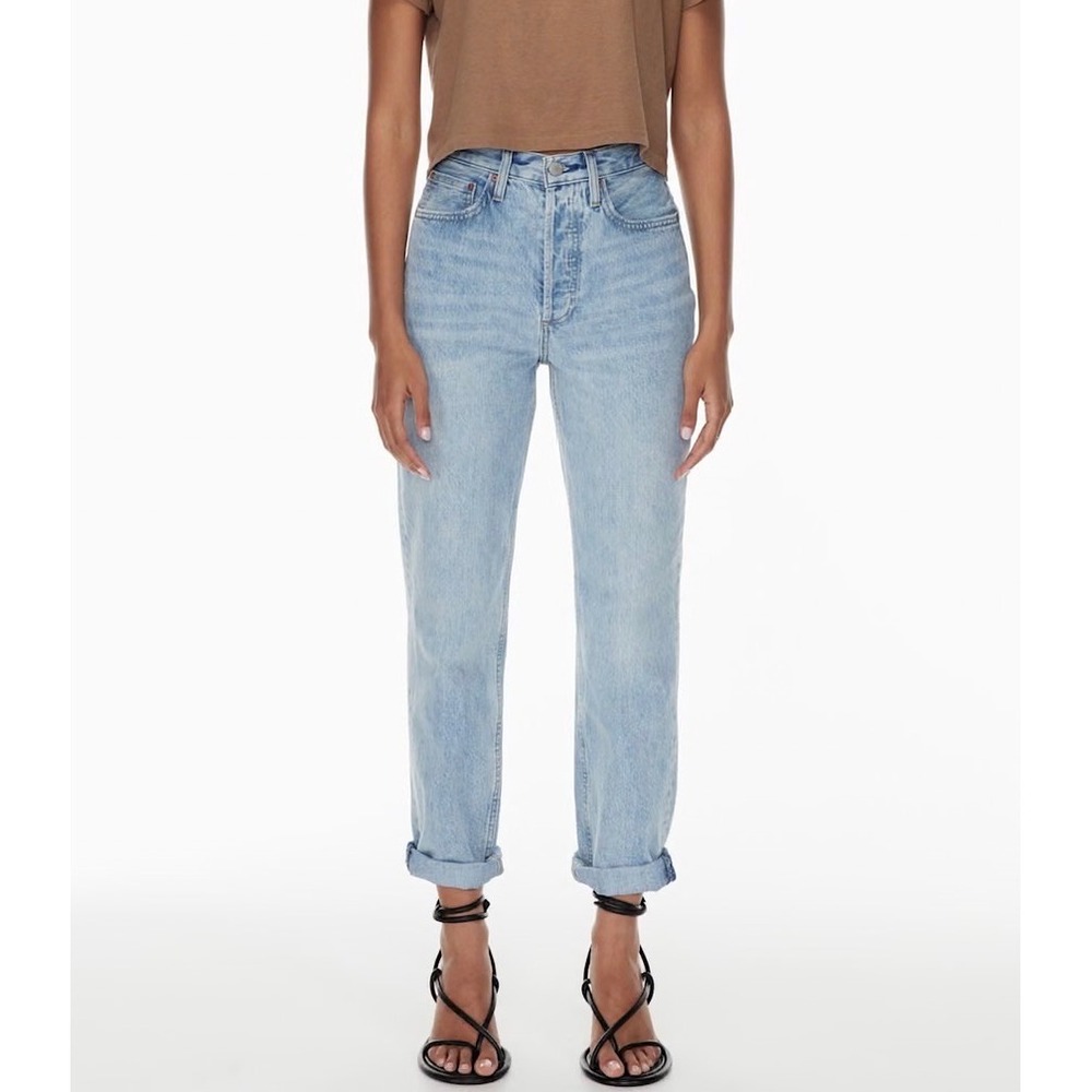 Aritzia Denim Forum BF High Rise Loose Women‎ 24 x 28 Light Blue Organic Cotton